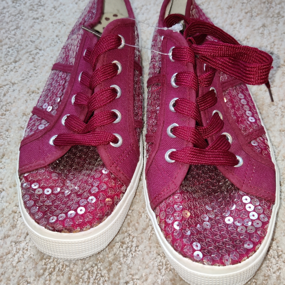 Vanity Fair Burgundy Sequin Sneakers